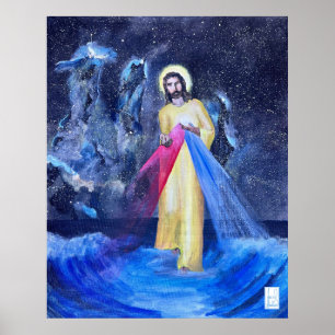 Affiche Jésus marchant sur l'eau avec des Piliers de Créat