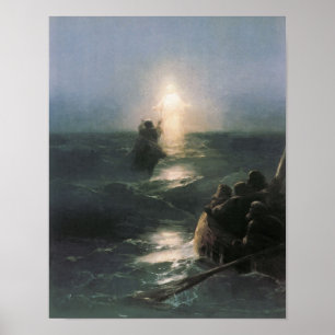 Affiche Jésus marchant sur l'eau, peinture d'Ivan
