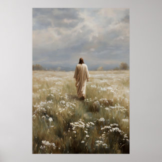 Affiche Jésus marche le bon berger il me conduit Jésus