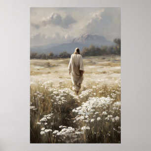 Affiche Jésus marche le bon berger il me conduit Jésus