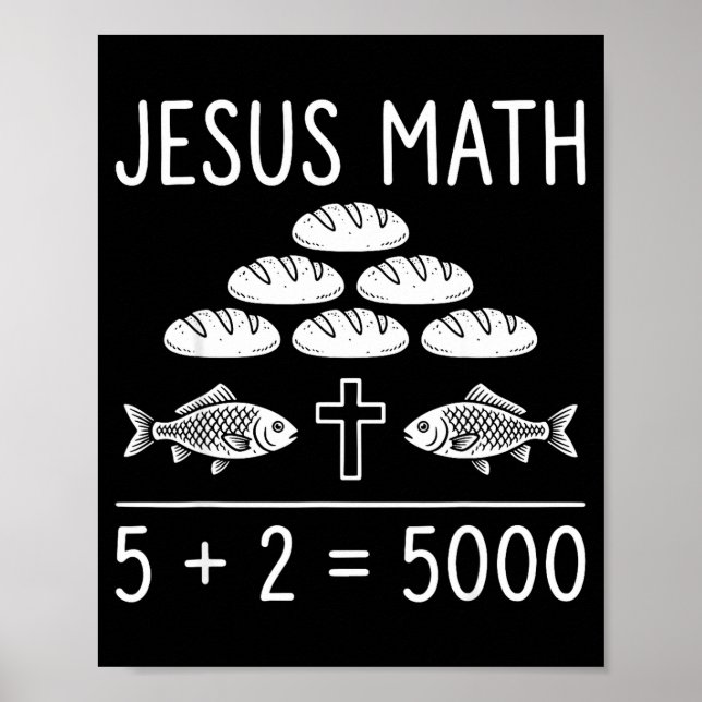 Affiche Jésus maths 2 poissons 5 pains nourrit les 5000 bi (Devant)
