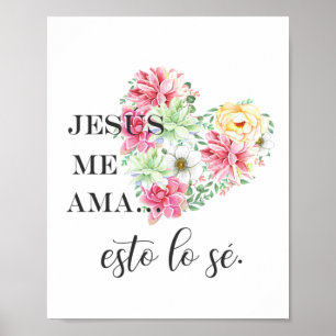 Affiche Jésus moi ama esto lo se fleurs coeur