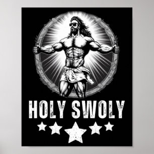 Affiche Jésus musculation Fitness Saint Swoly Drôle Gym 1