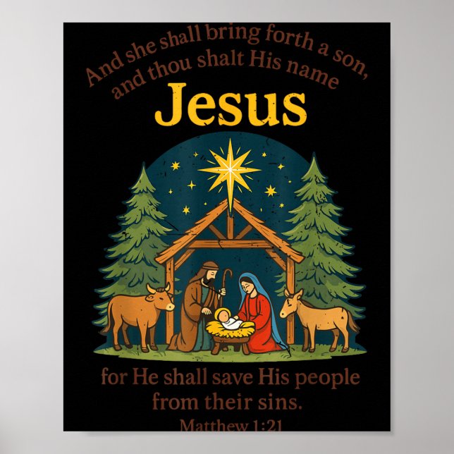 Affiche Jesus Nativity Christian Christmas Bible Pjs Toddl (Devant)