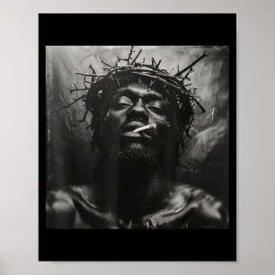 Affiche Jésus noir fume, christianisme, église, Christ,