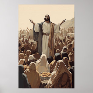 Affiche Jésus Nourrit 5000 Écritures religieuses chrétienn