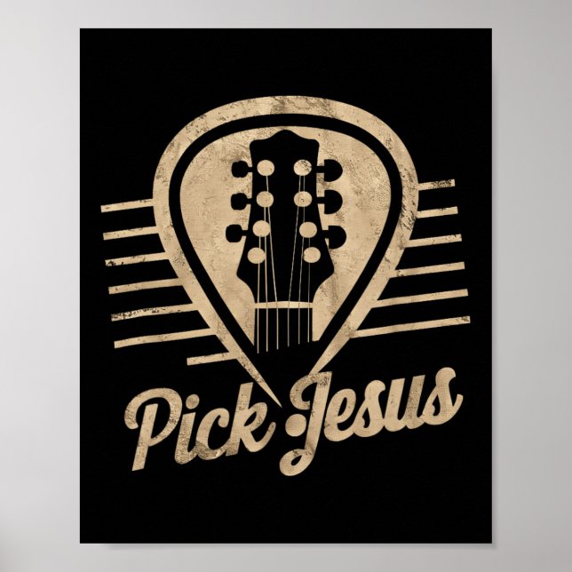 Affiche Jésus Plectre Musique Pasteur Joyeuses Pâques Gu (Devant)