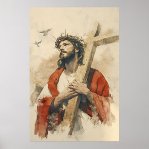Affiche Jésus portant la Croix Passion du Christ