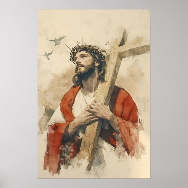 Affiche Jésus portant la Croix Passion du Christ (Devant)