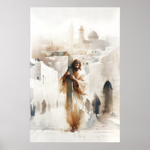 Affiche Jésus portant la Croix Passion du Christ