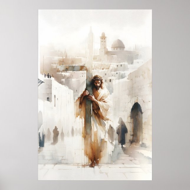 Affiche Jésus portant la Croix Passion du Christ (Devant)