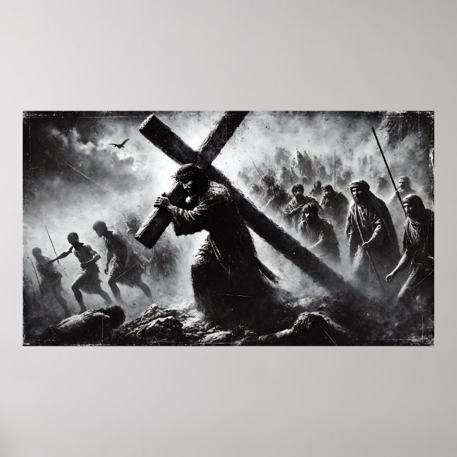 Affiche Jésus Portant L'Affiche De Croix (Devant)