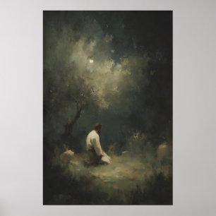 Affiche Jésus priant dans le jardin de Gethsémani, mur chr
