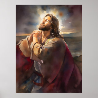 Affiche Jésus Priez Dans Le Parc