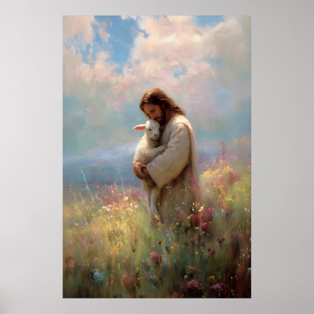 Affiche Jésus quitte les 99 Jésus et brebis perdue Wildflo (Devant)