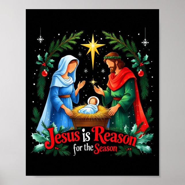Affiche Jésus raison de la saison Nativité Noël Dés (Devant)