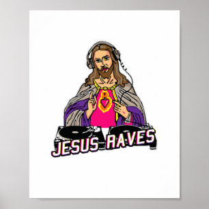 Affiche Jesus Raves Christmas EDM Music X-Mas Party Christ
