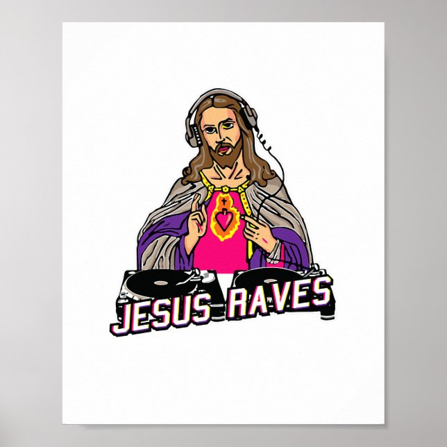 Affiche Jesus Raves Christmas EDM Music X-Mas Party Christ (Devant)