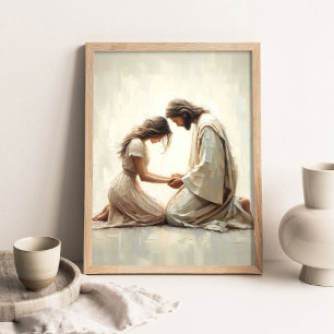 Affiche Jésus réconfortant une femme, Art chrétien, Jésus 