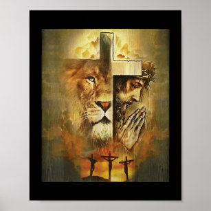 Affiche Jésus Religieux Chrétien Le Lion De Juda Croix