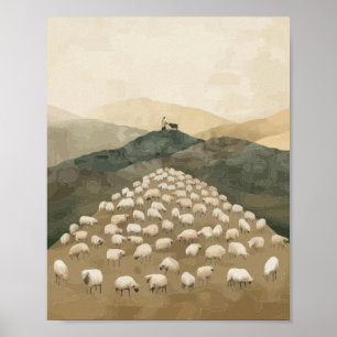 Affiche Jésus retrouve la brebis perdue Illustration