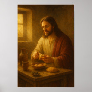 Affiche Jésus rompant le pain