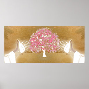 Affiche Jésus rose Open les bras Clous dans les mains Arbr