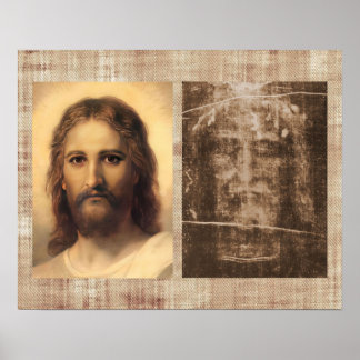 Affiche Jésus Saint-visage et carré de Turin