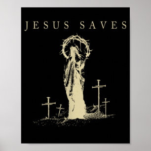 Affiche Jésus Sauve Croix De Foi Chrétienne Religieux Vint