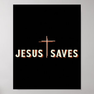 Affiche Jésus Sauve Croix Dieu Graphique Chrétien 