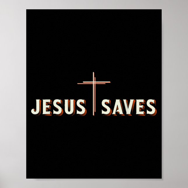 Affiche Jésus Sauve Croix Dieu Graphique Chrétien  (Devant)