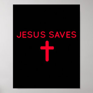 Affiche Jésus Sauve Croix subtile foi chrétienne Minimale