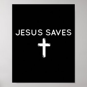 Affiche Jésus Sauve Croix subtile foi chrétienne Minimale
