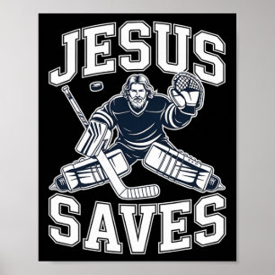 Affiche Jésus Sauve – Humour de Hockey Pour Joueurs Chréti