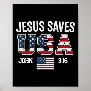 Affiche Jésus Sauve Usa Croix Chrétienne Dieu Foi Bible No