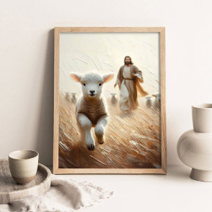 Affiche Jésus Sauvera l'Agneau, Art Chrétien, Jésus et