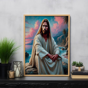 Affiche Jésus Sauveur de Shore dans Réflexion silencieuse