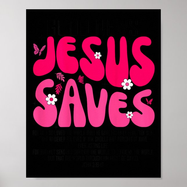 Affiche Jesus Saves Bible Verse Christian Faith Religious  (Devant)