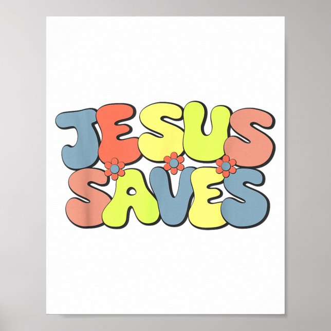 Affiche Jesus Saves - Hipe Flower Child Style  (Devant)