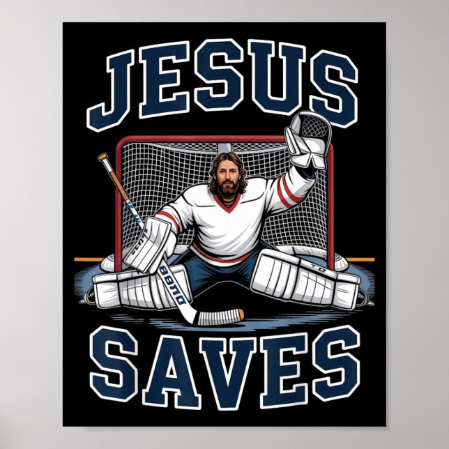 Affiche Jesus Saves Hockey Player Team God Hockey Lovers H (Devant)