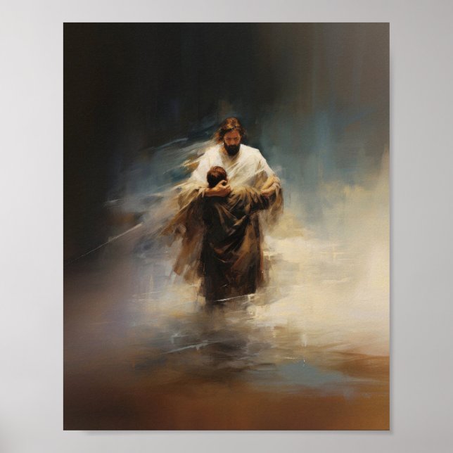 Affiche Jesus Saves Peter - Bible Verset Digital Print (Devant)