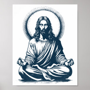 Affiche Jésus Seigneur Méditant, Bouddhiste, Moine, Médita