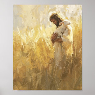 Affiche Jésus serrant un agneau – Enfants du doux berger