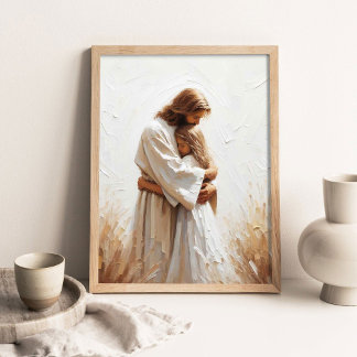 Affiche Jésus serrant une petite fille dans ses bras, Pein
