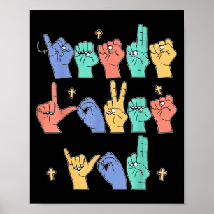 Affiche Jésus t'aime Asl chrétien Jésus tout-petit je sign