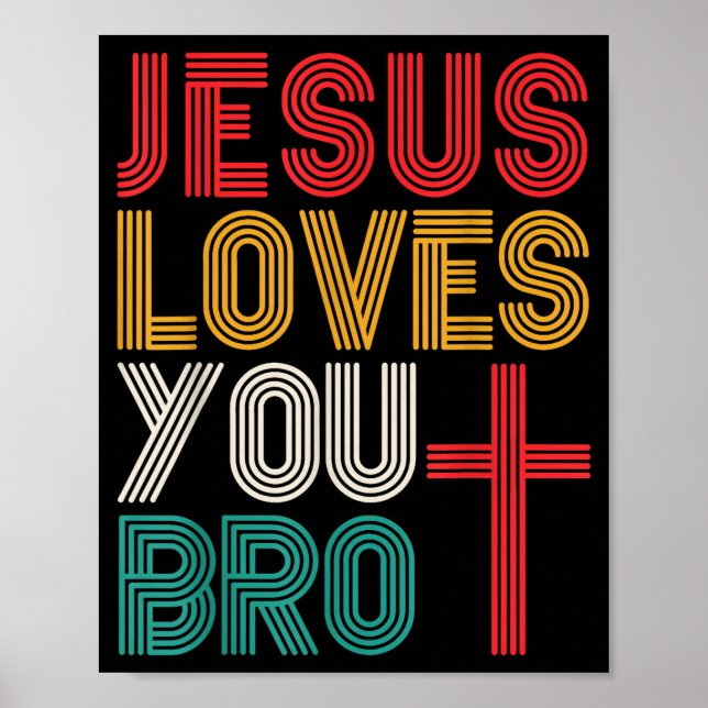 Affiche  Jésus t'aime frère foi chrétienne typographie rét (Devant)