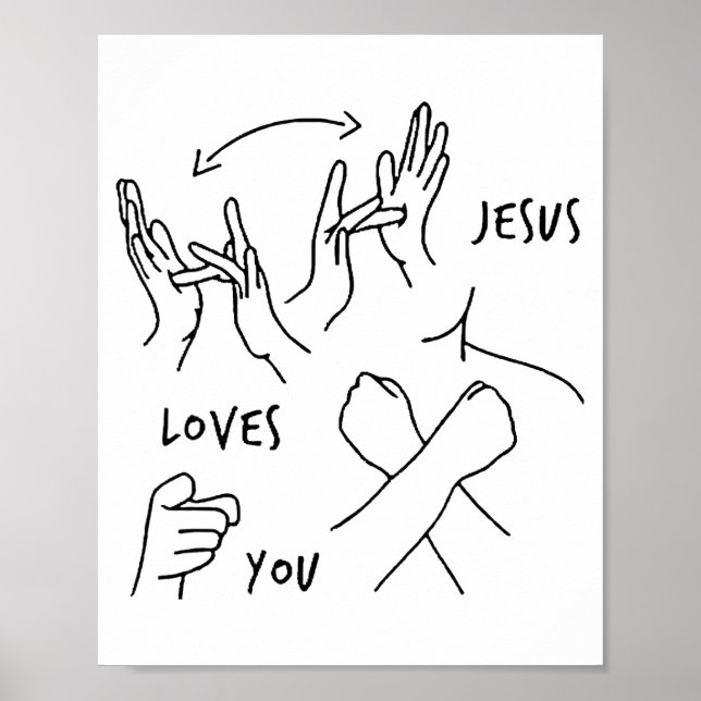 Affiche Jésus t'aime Langue des signes chrétienne  (Devant)