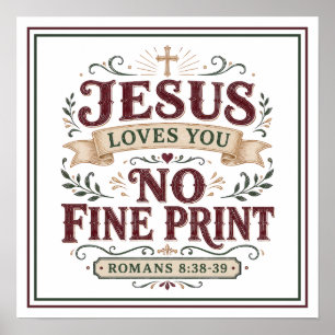 Affiche Jésus t'aime sans petite imprimé citation chrétien