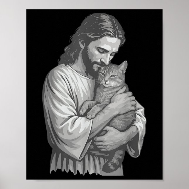 Affiche Jésus tenant un chat (Devant)