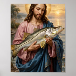 Affiche Jésus tenant un snook — Art chrétien